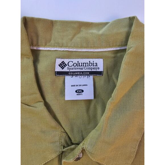 Columbia men's ramie blend size XXL 2XL green short sleeve button up EUC casual - Picture 5 of 7